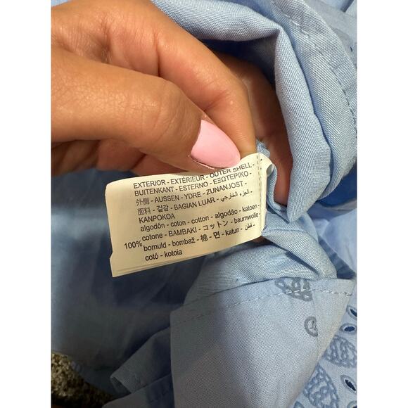 ZARA Women's Rubberized Embroidery Poplin Dress Size M In Sky Blue - Picture 12 of 12
